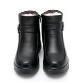 Winter Women Leather Ankle Boots Female Thick Plush Warm Snow Boots Mother Waterproof Booties MartLion   