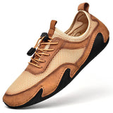 Men's Sneakers Cow Leather Casual Shoes Adult Breathable Driving Loafers Outdoor Slip On Walking Trainers Mart Lion Brown 6.5 