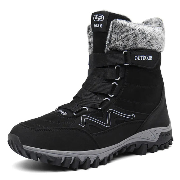 Winter Men's Boots Warm Plush Snow Casual Shoes Outdoor Work Handmade Zapatos De Hombre MartLion 1812 black white 35 