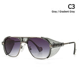SteamPunk Style Side Shield Sunglasses Men's ins Popular Cool Brand Design Sun Glasses Oculos De Sol 86225 Mart Lion C3 Gray Gray  