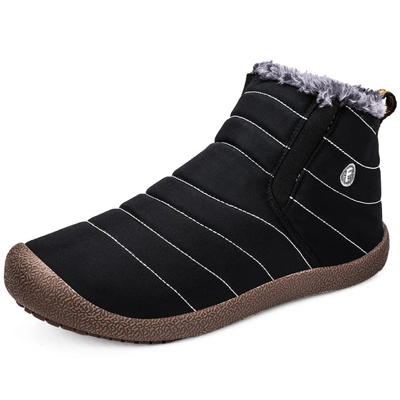 Men's Boots Lightweight Winter Shoes Snow Waterproof Winter Footwear  Slip On Unisex Ankle Winter MartLion black 38 