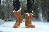 Winter Women Men's Boots Military Brown Windproof Combat Army Outdoor Waterproof Leather Knee Keep Warm Mart Lion   