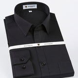 Men's Non Iron Standard-fit Solid Basic Dress Shirt Formal Premium 100% Cotton Long Sleeve Work Office Mart Lion Black 38 