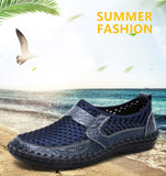 Summer Men's Casual shoes Breathable Mesh cloth Loafers Soft Flats Sandals Handmade Driving Mart Lion   