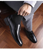 Leather Shoes Men's Footwear Flat Casual Black Footwear Slip-on MartLion   