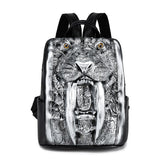 Women Relief Embossed 3D Walrus Backpack Creative Schoolbag Laptop Handbag Rock Punk Rivets Rucksack Waterproof Travel Backpack Mart Lion Silver 30x28x14cm 