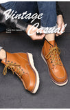 Red Retro Men's Boots Classic Platform Motorcycle Comfort Genuine Leather Winter hombre Mart Lion   