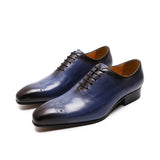 Daniel Shoes Men's Dress Genuine Leather Blue Purple Oxfords Wedding Party Whole Cut Formal MartLion   