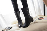 Women's Mother Female Ladies Leather Shoes Boots Botas Knee High Zipper Winter Warm Plush Mid Calf MartLion