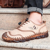  Summer Men's Casual Shoes Soft Leather Breathable Handmade Rome Flat Moccasins Sneakers MartLion - Mart Lion