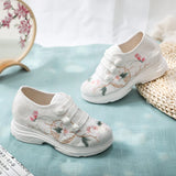 Veowalk Flower Embroidered Women Jacquard Clunky Sneakers Hidden Platform Soft Dorky Dad Shoes Chic Ladies Casual Creepers MartLion   