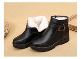 Winter Women Leather Ankle Boots Female Thick Plush Warm Snow Boots Mother Waterproof Booties MartLion   