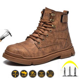 Men's Steel Toe Safety Shoes Lightweight Breathable Anti-smashing Anti-puncture Anti-static Protective Work Boots MartLion   