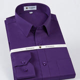 Men's Non Iron Standard-fit Solid Basic Dress Shirt Formal Premium 100% Cotton Long Sleeve Work Office Mart Lion Purple 38 