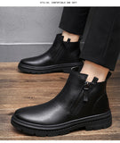 Chelsea Men's Boots Fur Cowhide Double Zipper Korean Version High Top Casual Wool Cotton Shoes Leather MartLion   