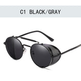 Retro Round Metal Frame Sunglasses Steampunk Men's Punk Women  Luxury Brand Designer Glasses Oculos De Sol Shades UV Protection Mart Lion Black multi 