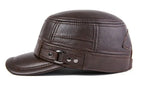 Genuine Leather Cap Men's Flat Caps Army Military Hat Elegant Baseball Cap British Vintage Cowhide Leather Hats MartLion   