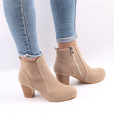 Autumn Ankle Women's Boots Heel Height 6 cm Round Toe Shoes Faux Suede Mart Lion   