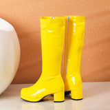 Women High Keen Boots Patent Leather Waterproof Knee High White Red Party Fetish Shoes Autumn Winter MartLion