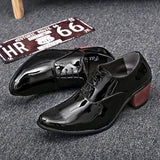 Men's Patent Leather Oxford Shoes Breathable Pointed Toe High Heels Formal Prom Dress Wedding Groom MartLion   