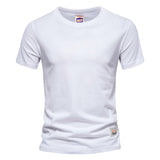 Simple Cotton Men's T Shirt Casual Solid Color Short Sleeve Top Tees Summer