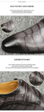 Crocodile Print Men's Dress Wedding Party Office Shoes Handmade Leather Monk Buckle Strap Grey Pointed Toe Loafers Mart Lion   