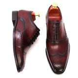 Handmade Men's Wingtip Oxford Shoes Genuine Calfskin Leather Brogue Dress Classic Formal Shoes MartLion   