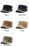  Solid Flat Top Military Hats All Cotton Vintage Army Baseball Cap Men's Women Snapback Outdoor Casual MartLion - Mart Lion