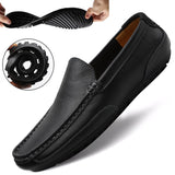 men's shoes leather cowhide casual peas black driving shoes sports four seasons Mart Lion   