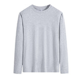 Men's t-Shirt 180g Cotton Shirt Solid Color Long-Sleeved Loose Round Neck Bottoming Tops Tees Mart Lion   