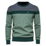 Spliced Cotton Sweater Men's Casual O-neck Pullover Knitted Sweaters Winter MartLion   