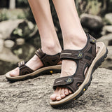 Cow Leather Outdoor Beach Shoes Men's Sandals Casual Flats MartLion   