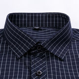 Men's Classic Standard-fit Plaid/striped Social Office Dress Shirt Single Patch Pocket Long Sleeve Formal Basic Mart Lion   