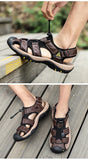 Summer Men's Sandals Genuine Leather Soft Breathable Shoes Beach Handmade Roman MartLion   
