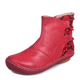 Winter Women Boots Ankle Flat Shoes Side Zipper Ladies Round Toe Female MartLion Red(AE存量)*** 35 
