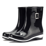 Women Rainboots Cute Spring Autumn Female Ankle Waterproof Slip-On Antiskid Shoes Wading Footwear Mart Lion 5.5 black 