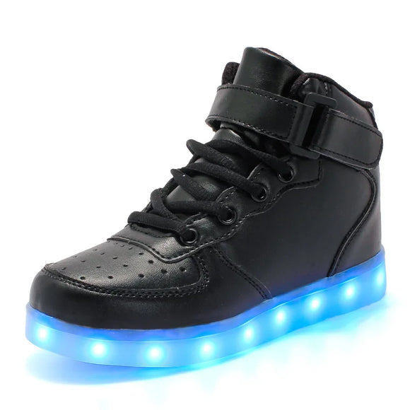 Men's Led Shoes USB Rechargeable Nice Luminous Sneakers Women Party Adult Wedding Glowing MartLion black 6 