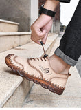 spring and summer men's shoes lace-up outdoor casual cowhide leather soft-soled moccasin Mart Lion   