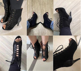 Women Dance Shoes Comfort Light Sandals High Heels Open Toe Gladiator Dancing Boots Woman's Mart Lion   