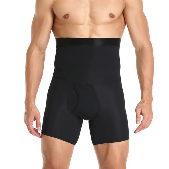 Men's Body Shaper Compression Shorts Waist Trainer Tummy Control Boxer Shaping Underwear Flat Tummy Girdle Body Shaper Silicone MartLion Black XL 