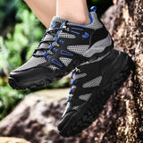 Men's Soft Outdoor Casual Shoes Summer Breathable Mesh Sneakers Light Black Hiking Footwear Running Mart Lion   