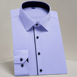 Men's Basic Standard-fit Long Sleeve Dress Shirt Solid/striped Formal White Work Office Classic Mart Lion 15134 42 