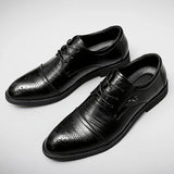 Spring Derby Shoes Men's Leather Korean Lace Up Leather MartLion black 12 
