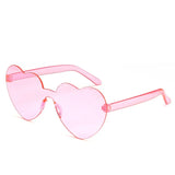 Women Colors Polycarbonate Heart Shape Tinted Party Sunglasses Girls Vintage Colors Rimless MartLion Pink Other 