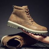 Winter Men's Ankle Boots Warm Winter Plush Snow Tooling Shoes MartLion Khaki 1 6.5 