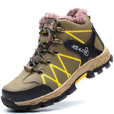 Winter Boots Work Safety Shoes Waterproof Men's Boots Work Shoes Outdoor Hiking Plush Warm Snow Steel Toe MartLion 997-Camel 36 