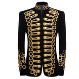 Party Men's Suit Black Coat Gold Embroidery Velvet Blazer DJ Singers Nightclub Stylish Suit Jacket Stage Wears MartLion   