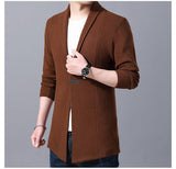 Cardigan Men's Sweaters Spring Autumn Casual Cardigan Jacket Solid Color Long Windbreaker Single Button Coats Mart Lion   