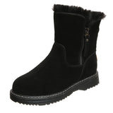 Women's Boots Warm Fur Ankle Side Zipper Snow Soft Shoes Ladies Female Flat Chaussures Femme MartLion black 35 
