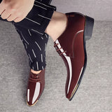 Men's Wedding White Shoes Rubber Sole Dress Lether Flats Patent Leather Shoes MartLion   